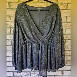 Lane Bryant black and gold peplum top